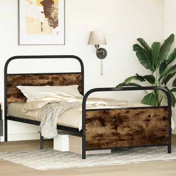 Stylish Bed Frame Without Mattress - Smoked Oak, 107x203 cm