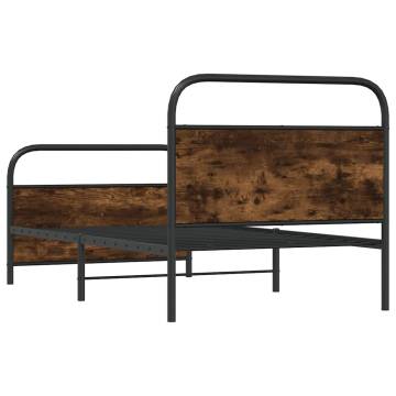 Stylish Bed Frame Without Mattress - Smoked Oak, 107x203 cm