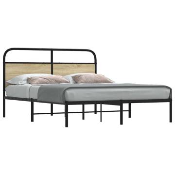 Elegant 160x200 cm Bed Frame in Sonoma Oak - HipoMarket