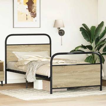 Single Bed Frame 90x190 cm in Sonoma Oak - No Mattress