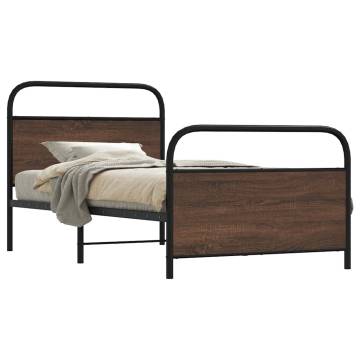 Sturdy Brown Oak Bed Frame 90x200 cm - Elegant Design