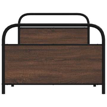 Sturdy Brown Oak Bed Frame 90x200 cm - Elegant Design