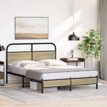 Sonoma Oak Bed Frame 120x200 cm - Elegant Design Without Mattress