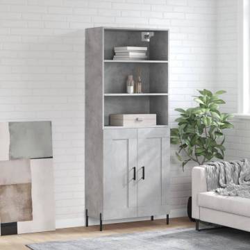 Stylish Highboard in Concrete Grey - 69.5x34x180 cm | HipoMarket