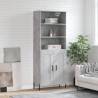 Highboard Concrete Grey 69.5x34x180 cm Engineered Wood Colour concrete grey Quantity in Package 1 Model 2 wood doors 