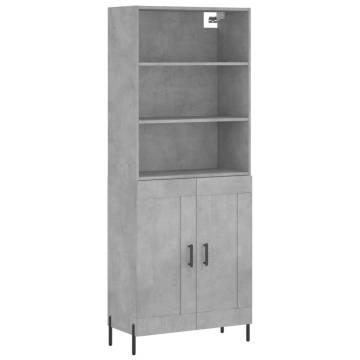 Stylish Highboard in Concrete Grey - 69.5x34x180 cm | HipoMarket