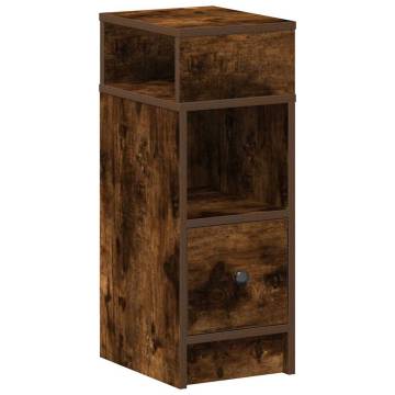 Stylish Bedside Cabinet with Drawer in Smoked Oak - 25x31x66 cm