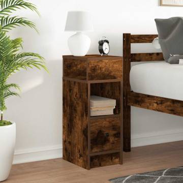 Stylish Bedside Cabinet with Drawer in Smoked Oak - 25x31x66 cm