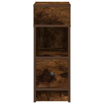 Stylish Bedside Cabinet with Drawer in Smoked Oak - 25x31x66 cm