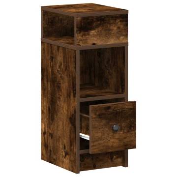 Stylish Bedside Cabinet with Drawer in Smoked Oak - 25x31x66 cm