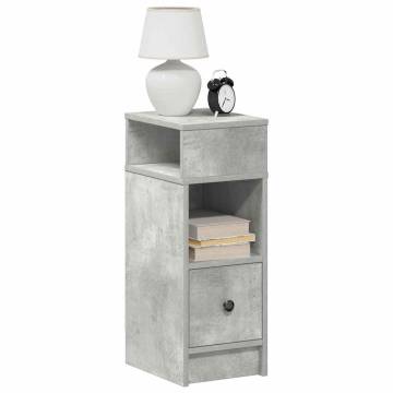 Stylish Bedside Cabinet with Drawer - Concrete Grey