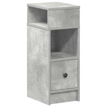 Stylish Bedside Cabinet with Drawer - Concrete Grey