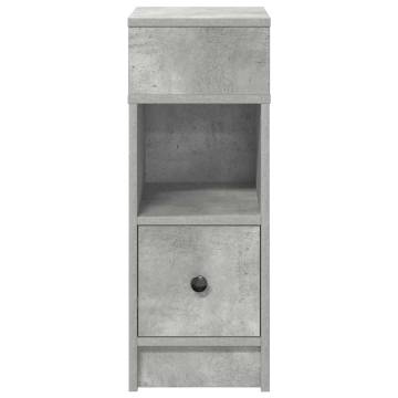 Stylish Bedside Cabinet with Drawer - Concrete Grey