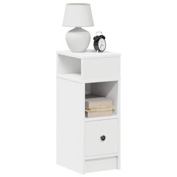 Stylish White Bedside Cabinets - 2 pcs with Drawer