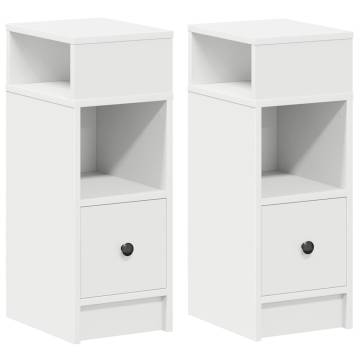 Stylish White Bedside Cabinets - 2 pcs with Drawer