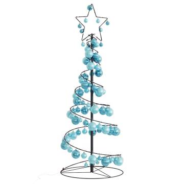 Christmas Tree Light Cone with 80 LEDs & Baubles - 120 cm