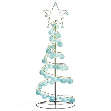 Christmas Tree Light Cone with 80 LEDs & Baubles - 120 cm