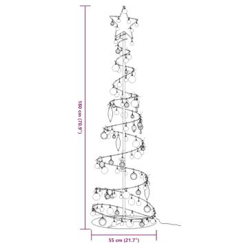 Christmas Tree Light Cone with Baubles 120 LEDs - 180 cm