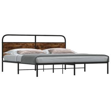 Metal Bed Frame without Mattress - Smoked Oak Super King 180x200cm