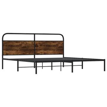 Metal Bed Frame without Mattress - Smoked Oak Super King 180x200cm