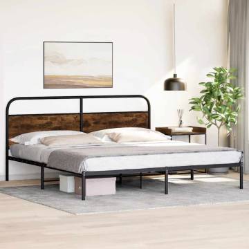 Metal Bed Frame without Mattress - Smoked Oak Super King 180x200cm