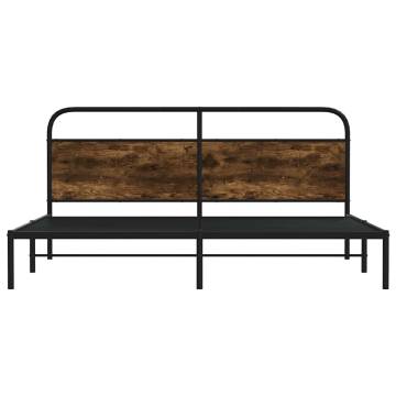 Metal Bed Frame without Mattress - Smoked Oak Super King 180x200cm