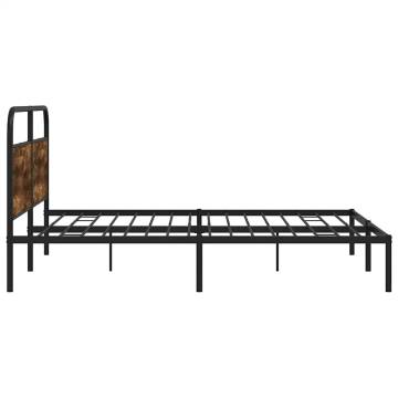 Metal Bed Frame without Mattress - Smoked Oak Super King 180x200cm