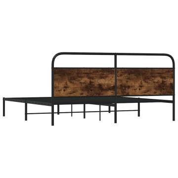 Elegant Metal Bed Frame in Smoked Oak - 193x203 cm