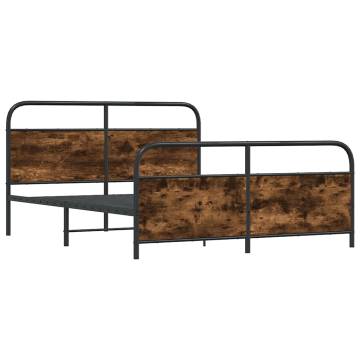 Metal Bed Frame Smoked Oak 180x200 cm Super King | HipoMarket