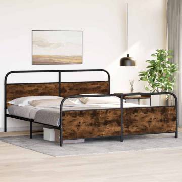 Metal Bed Frame Smoked Oak 180x200 cm Super King | HipoMarket