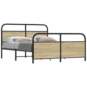 Sonoma Oak Metal Bed Frame 160x200 cm - Durable & Stylish