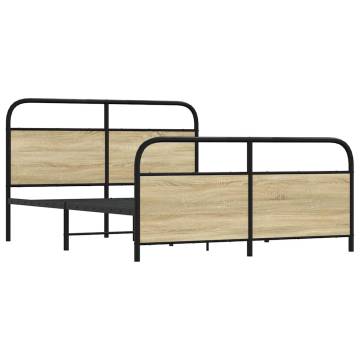 Sonoma Oak Metal Bed Frame 160x200 cm - Durable & Stylish