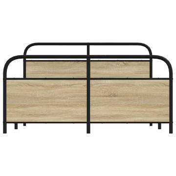 Sonoma Oak Metal Bed Frame 160x200 cm - Durable & Stylish