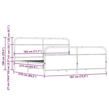 Metal Bed Frame - Sonoma Oak 183x213 cm | Hipomarket