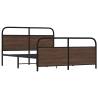 Brown Oak Metal Bed Frame 160x200 cm - Robust & Elegant Design