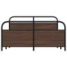 Brown Oak Metal Bed Frame 160x200 cm - Robust & Elegant Design