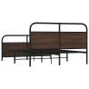 Brown Oak Metal Bed Frame 160x200 cm - Robust & Elegant Design