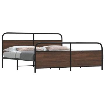 Sturdy Brown Oak Metal Bed Frame 183x213 cm - HipoMarket