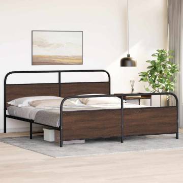 Sturdy Brown Oak Metal Bed Frame 183x213 cm - HipoMarket