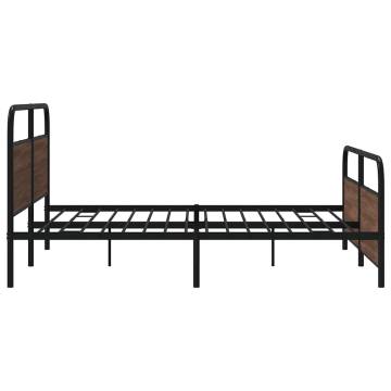 Sturdy Brown Oak Metal Bed Frame 183x213 cm - HipoMarket