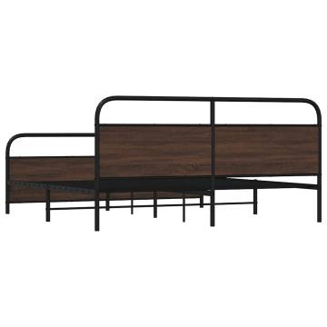 Sturdy Brown Oak Metal Bed Frame 183x213 cm - HipoMarket