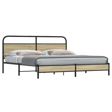 Robust Metal Bed Frame - Sonoma Oak 183x213 cm | HipoMarket