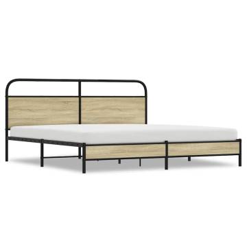 Robust Metal Bed Frame - Sonoma Oak 183x213 cm | HipoMarket