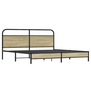 Robust Metal Bed Frame - Sonoma Oak 183x213 cm | HipoMarket