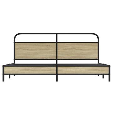 Robust Metal Bed Frame - Sonoma Oak 183x213 cm | HipoMarket