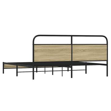 Robust Metal Bed Frame - Sonoma Oak 183x213 cm | HipoMarket