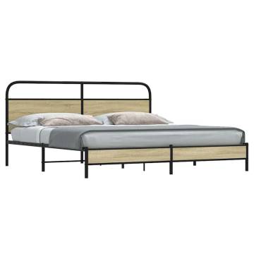 Metal Bed Frame Without Mattress - Sonoma Oak 200x200 cm