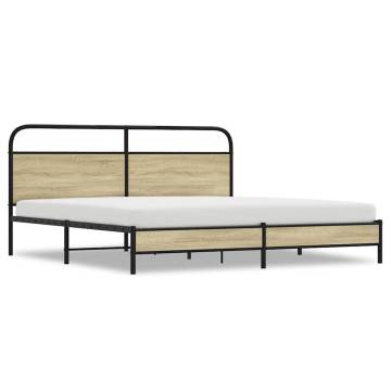 Metal Bed Frame Without Mattress - Sonoma Oak 200x200 cm