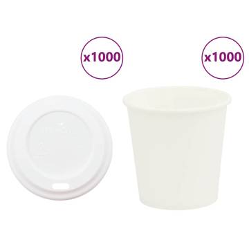 Paper Coffee Cups with Lids - 1000 pcs, 4oz, 100ml