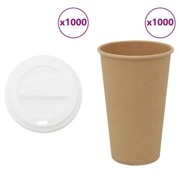 1000 Pack Paper Coffee Cups with Lids – 16oz, Leakproof & Durable